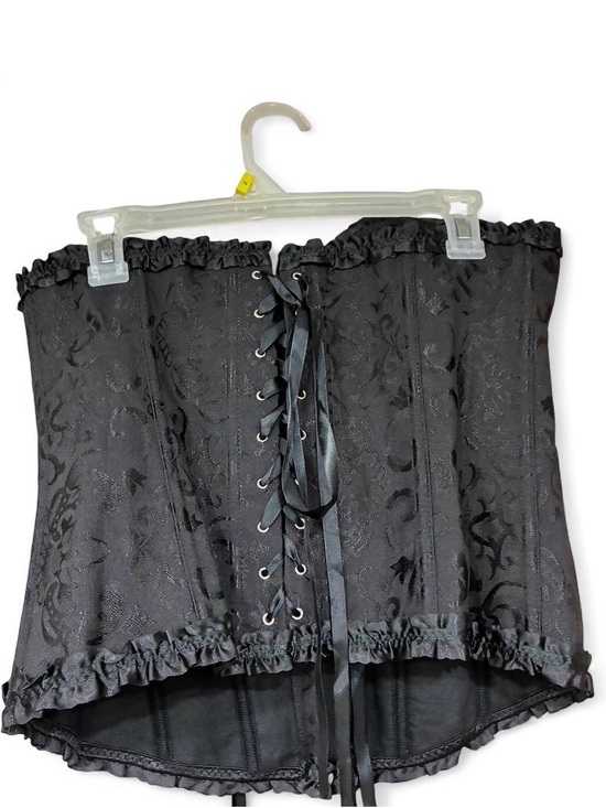 Source Unknown Tops - Source Unknown Black Lace-Up Brocade Corset Top